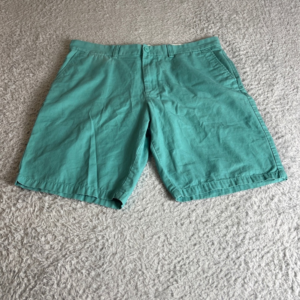 Old Navy Mens Slim Fit Chino Shorts Teal Green 100% Cotton Size 36